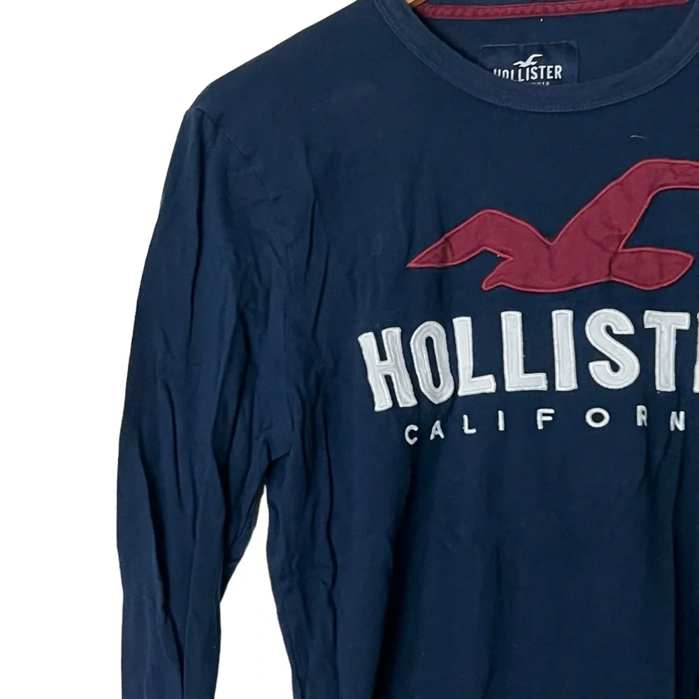 Hollister | Blue graphic logo long sleeve tee shirt Men’s size small
